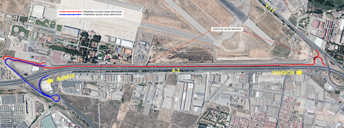 Afectaciones al tráfico en la autovía V-11 por obras de mejora con la A-3, en Quart de Poblet